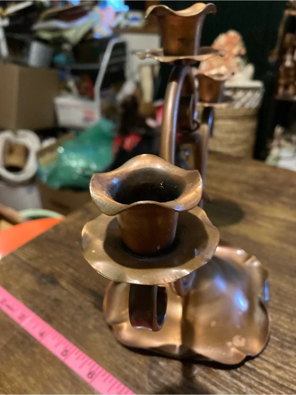 Vintage Gregorian copper 3 light candelabra